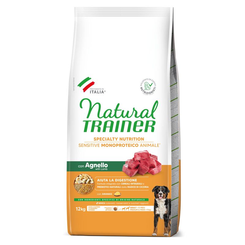 Natural Trainer Sensitive No Gluten Dog Medium&Maxi Adult con Agnello 12 kg