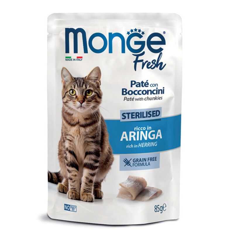 Monge Fresh Sterilised Pat&eacute; con Bocconcini di Aringa per gatti 85 gr