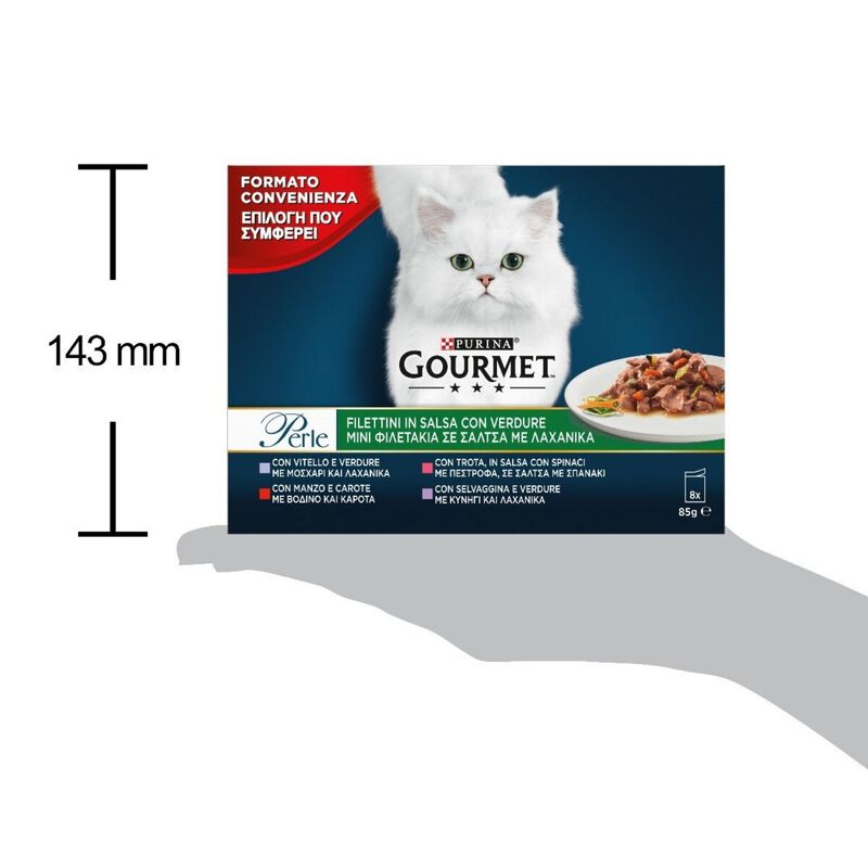 Gourmet Perle Cat Adult Filettini in Salsa con Verdure 8 x 85 gr