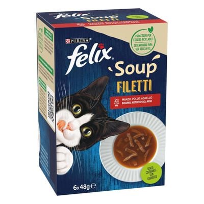 Felix Soup Cat Adult Filetti Manzo Pollo e Agnello 6 pz x 48 gr