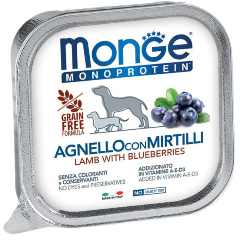 Monge Monoprotein per cani adulti Paté Agnello con Mirtilli 150 gr