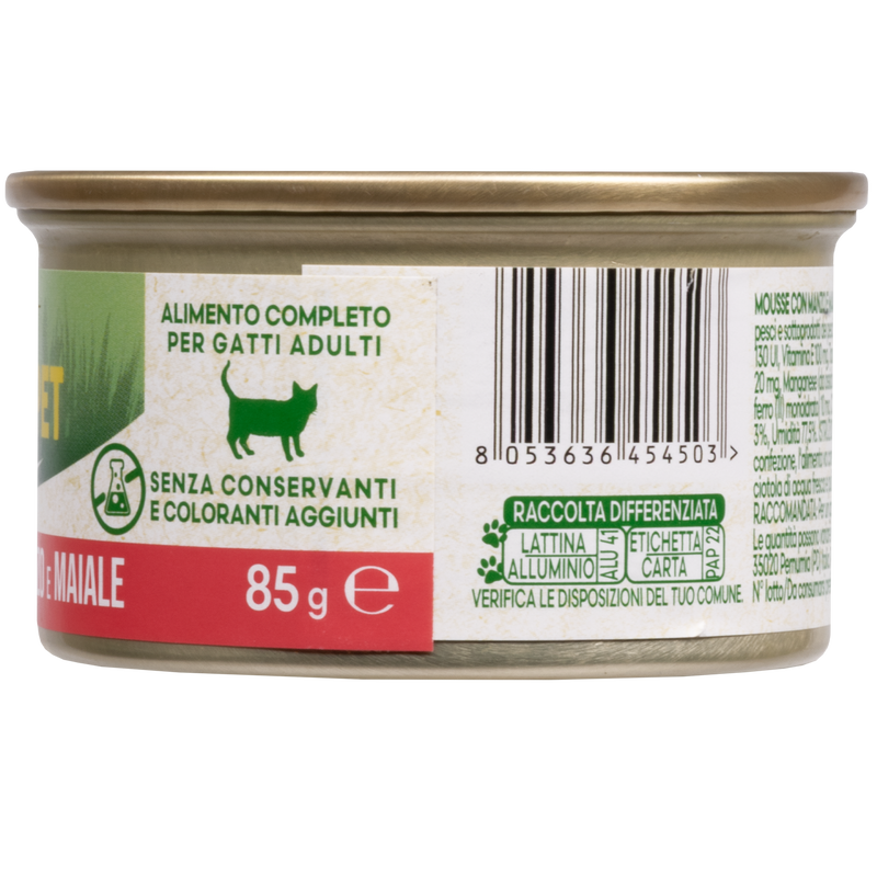 Naturalpet Cat Adult Mousse Manzo e Maiale 85g