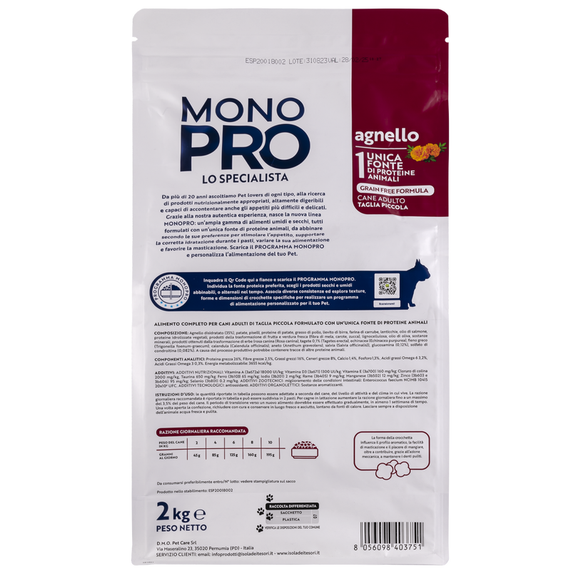 Monopro Dog Adult Mini Grain Free Agnello 2 kg