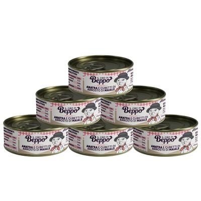 Il Cibo di Beppo Cat Adult Steril macinato anatra e cubetti di arrosto di maiale 85gr