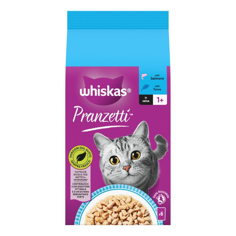 Whiskas Pranzetti Pesce in Salsa con Salmone e Tonno 6 x 50 gr