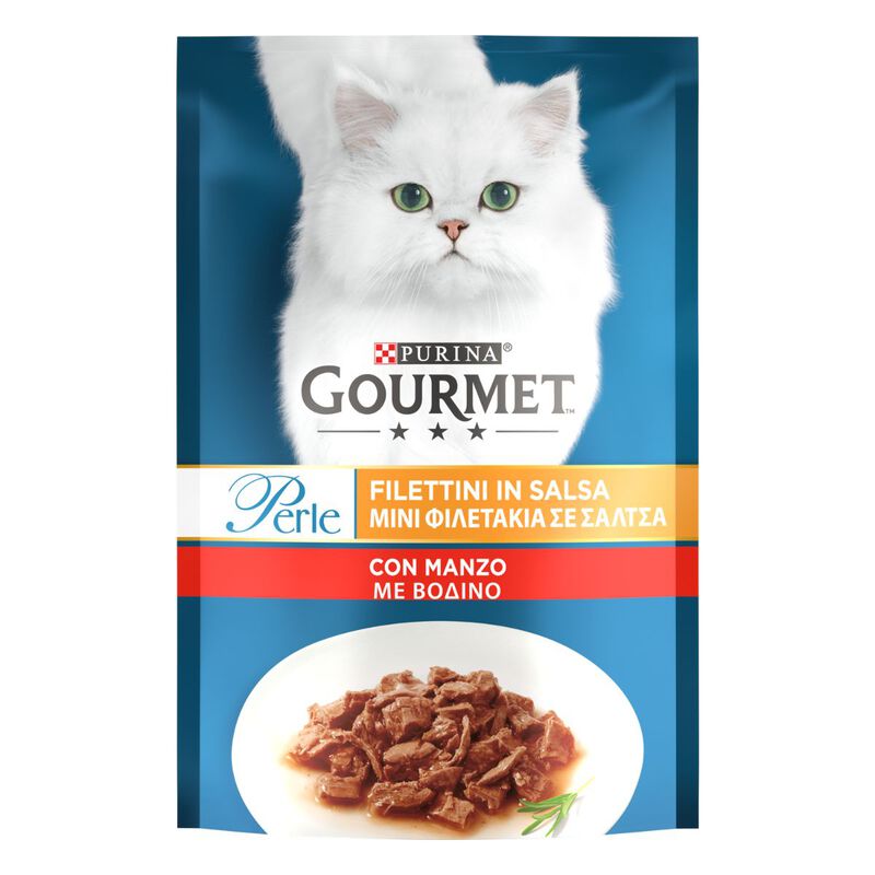 Gourmet Perle Cat Adult Filettini in Salsa con Manzo 85 gr