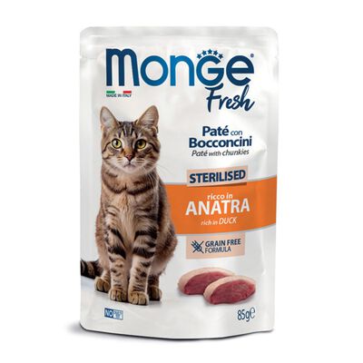 Monge Fresh Sterilised Pat&eacute; con Bocconcini di Anatra per gatti 85 gr