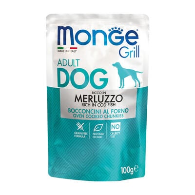 Monge Grill per cani adulti Bocconcini Ricco di Merluzzo 100 gr