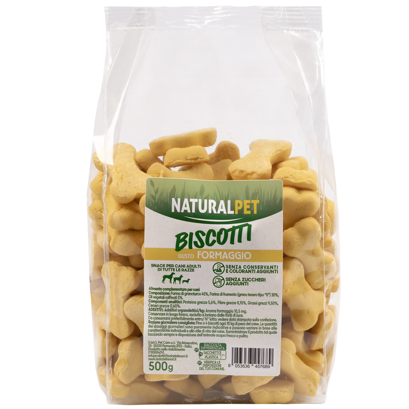 Naturalpet Dog Adult Snack biscotti gusto formaggio 500gr