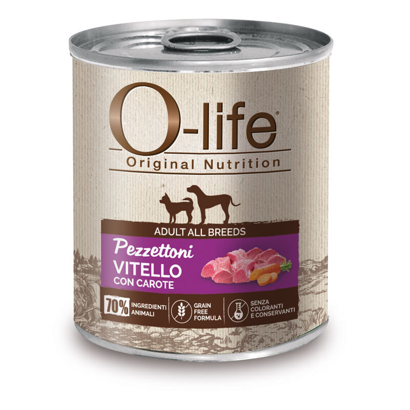 O-life Dog Adult Pezzettoni Vitello con carote 400gr