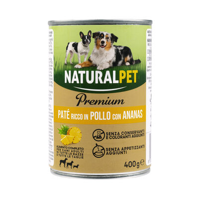 Naturalpet Premium Dog Adult Paté ricco in Pollo con ananas 400 gr