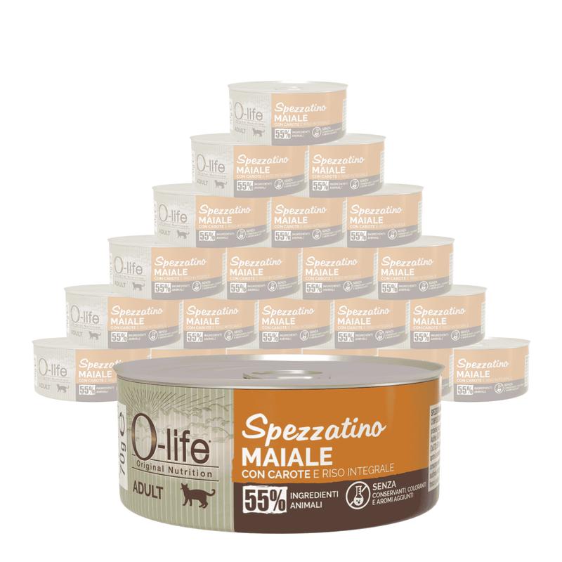 O-life Spezzatino Maiale con carote per Gatti Adulti 70gr