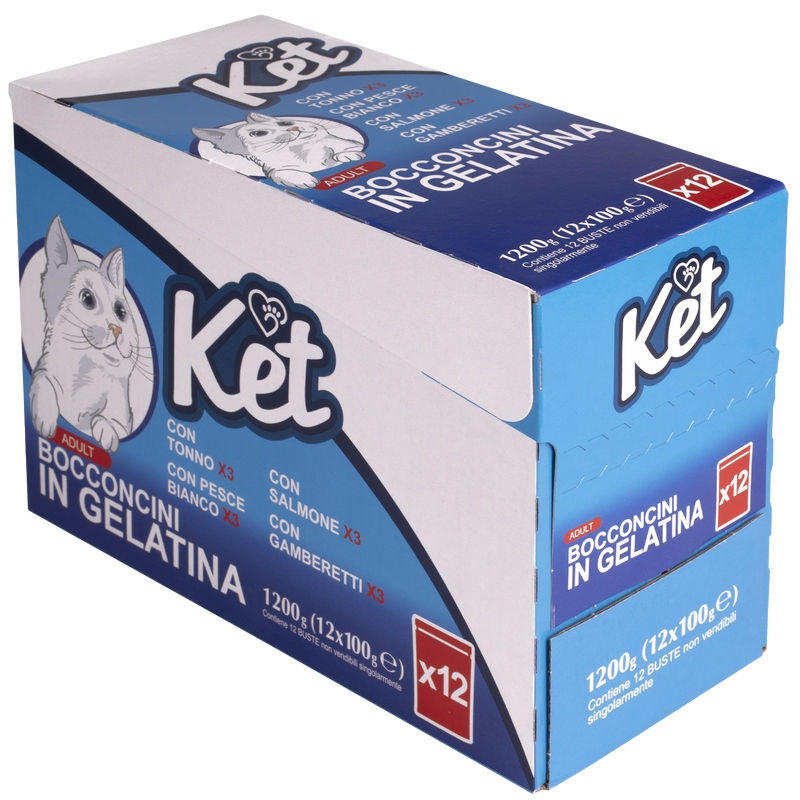 Ket Cat Adult Bocconcini in gelatina con pesce Multipack 100grx12 pz