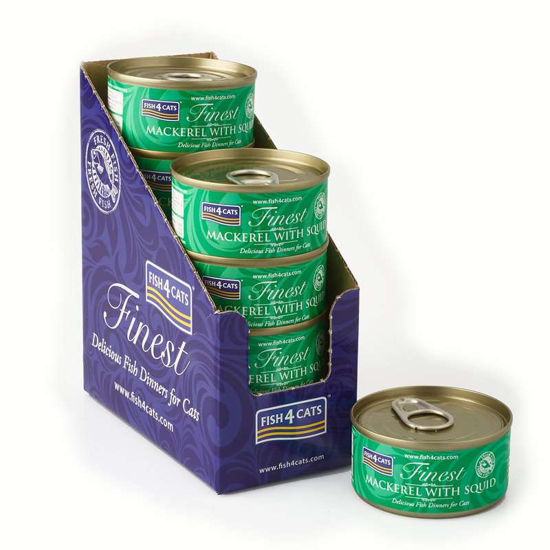 Fish4Cats Finest Cibo Umido per gatti Sgombro e calamari 70 gr