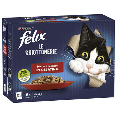 Felix Le Ghiottonerie Cat Selezioni Deliziose con Manzo e Pollo 12x85 gr