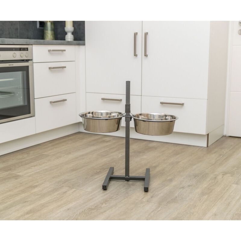 Trixie Bar per Cani con Supporto alzaciotole regolabile in altezza e 2 ciotole acciaio 1,8 lt