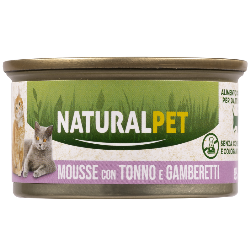 Naturalpet Cat Adult Mousse con Tonno e gamberetti 85 gr