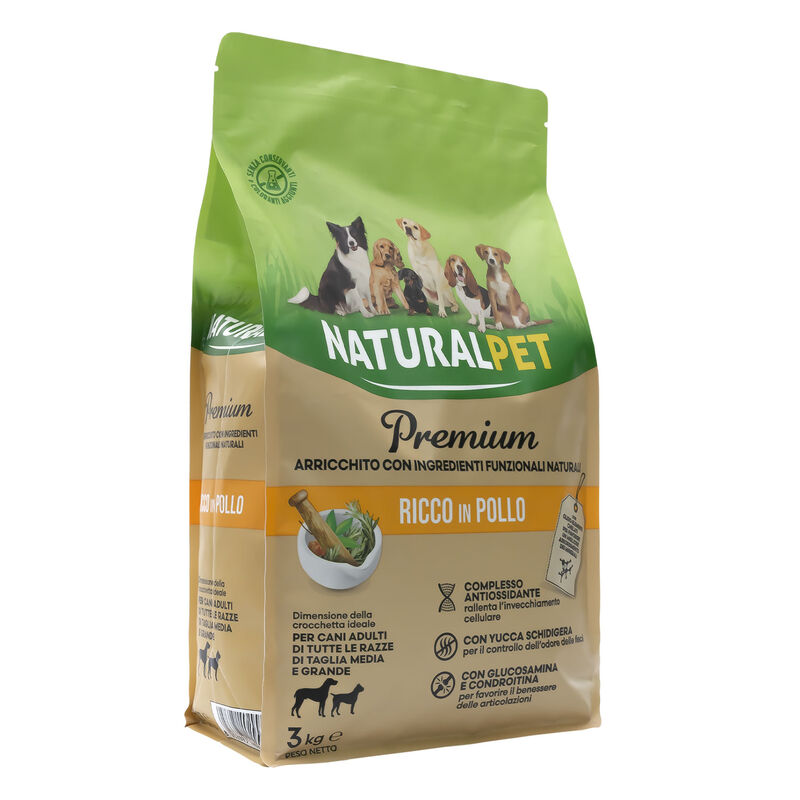 Naturalpet Premium Dog Adult Medium&Large ricco in Pollo 3 kg