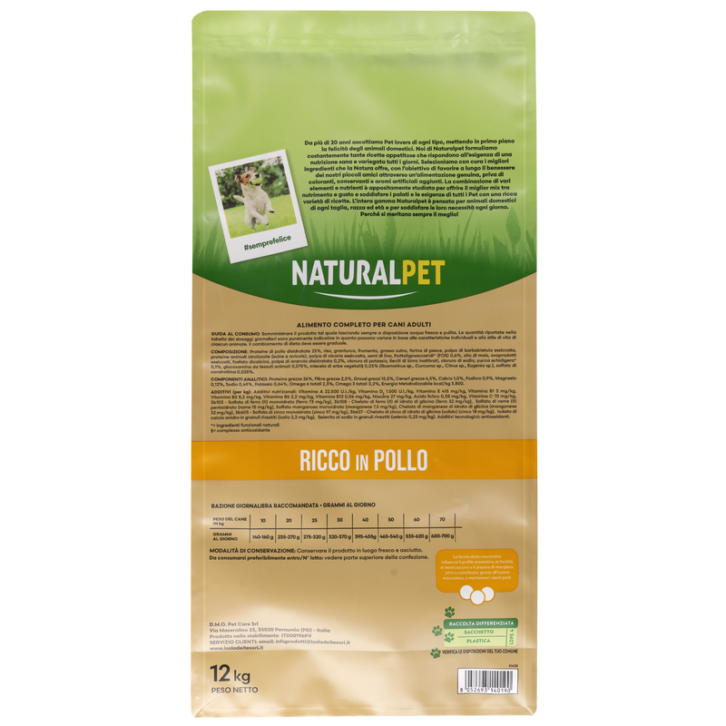 Naturalpet Premium Dog Adult Medium&Large ricco in Pollo 12 kg