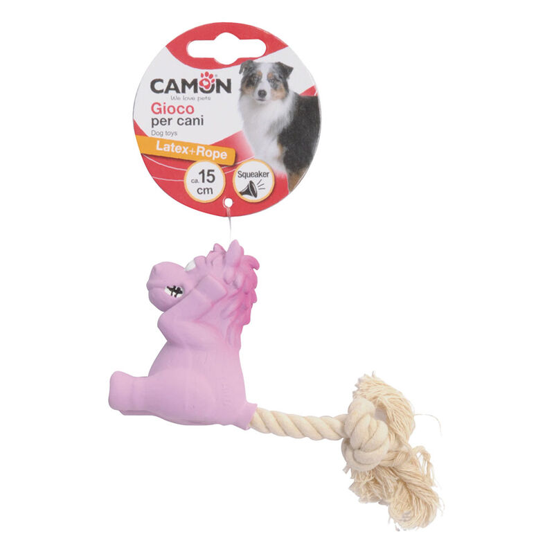 Camon Gioco Cane, Gatto o Cavallo in latex con squeaker e corda