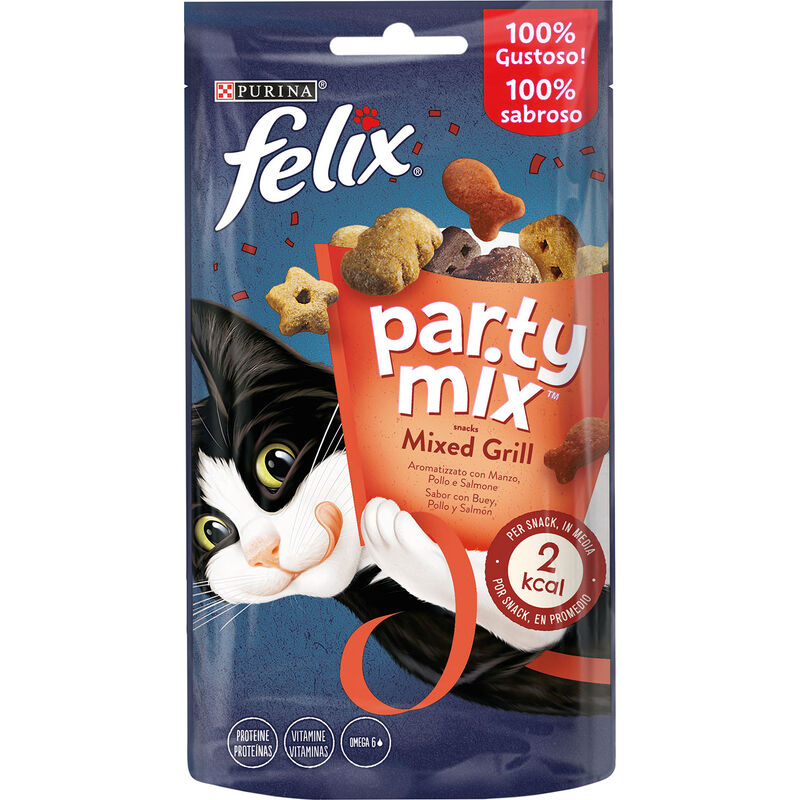 Felix Party Mix Snack per gatti Mixed Grill con Manzo Pollo e Salmone 60 gr