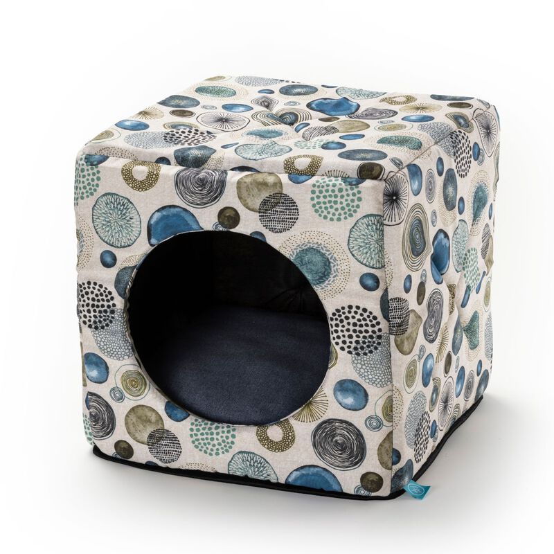 Leo Pet Cuccia Cubo per gatti Blue Circles 40x40x40 cm