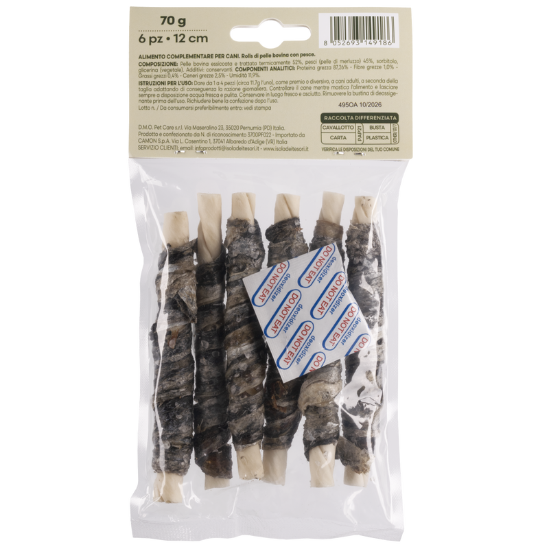 Crancito's Rolls di pelle bovina con pesce 6pz 12cm