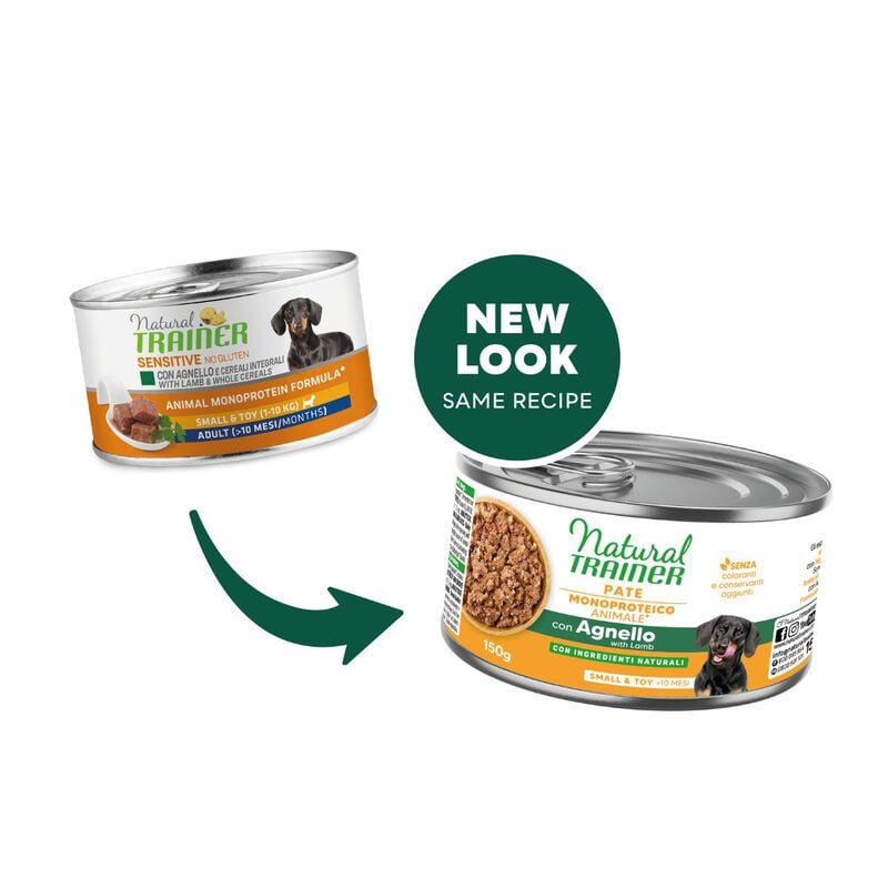 Natural Trainer Dog Adult Small&Toy Pat&eacute; Monoproteico con Agnello 150 gr