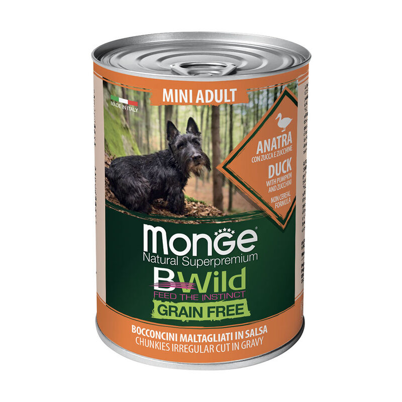 Monge Natural Superpremium BWild Grain Free Dog Mini Adult Bocconcini Anatra zucca e zucchine 400 gr