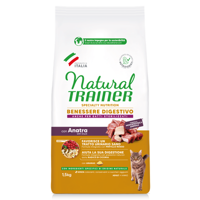 Natural Trainer Cat Adult Sensitive No Gluten con Anatra 1,5 kg