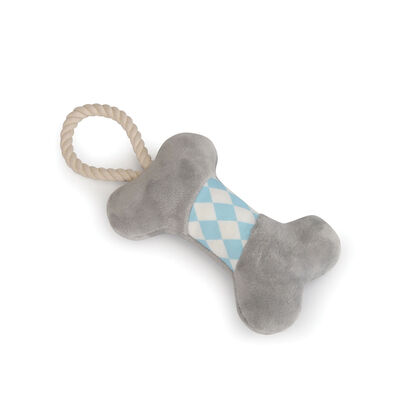 Camon Osso colorato in tessuto con maniglia e squeaker per Cani 27x13 cm