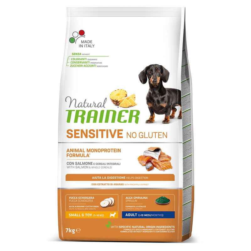 Natural Trainer Dog Adult Mini Sensitive Gluten Free con Salmone 7 kg