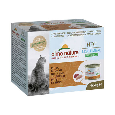 Almo Nature HFC Light Meal 4x50g - Opzione Light Meal per Gatti Anziani o in Sovrappeso