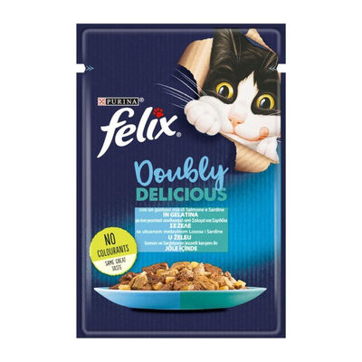 Felix Doubly Delicious con Sardine e Salmone in gelatina 85 gr  