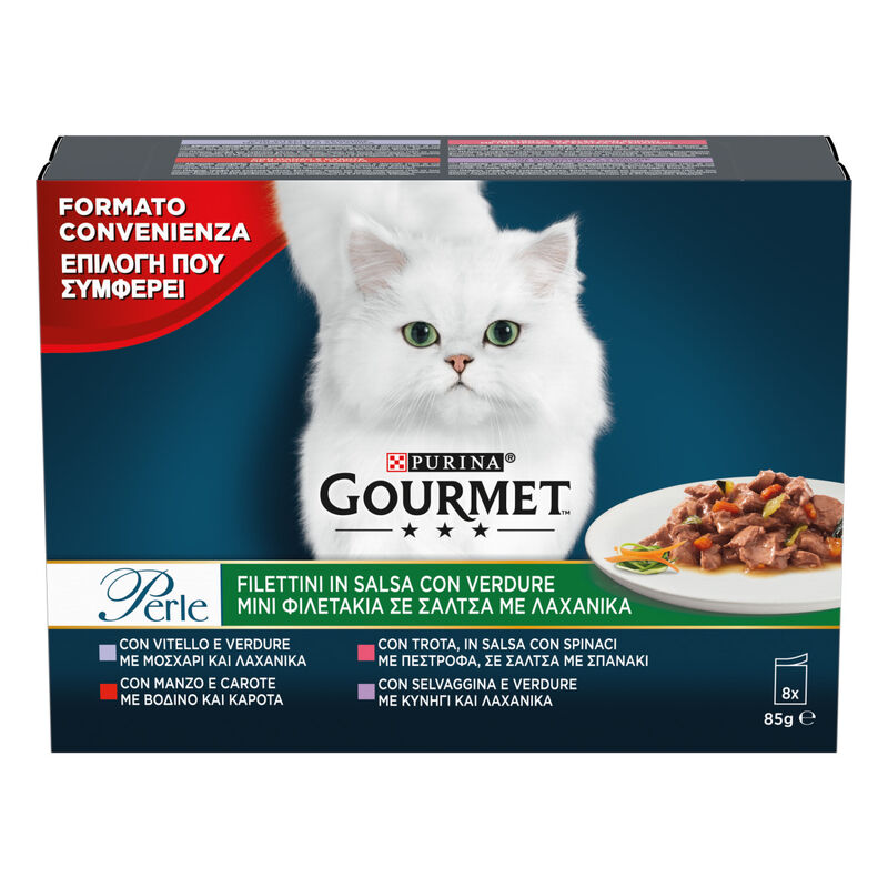 Gourmet Perle Cat Adult Filettini in Salsa con Verdure 8x85 gr