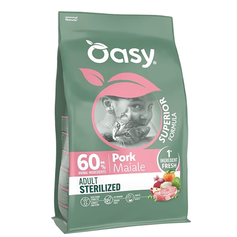 Oasy Superior Formula Crocchette per gatti adulti sterilizzati Maiale 300 gr