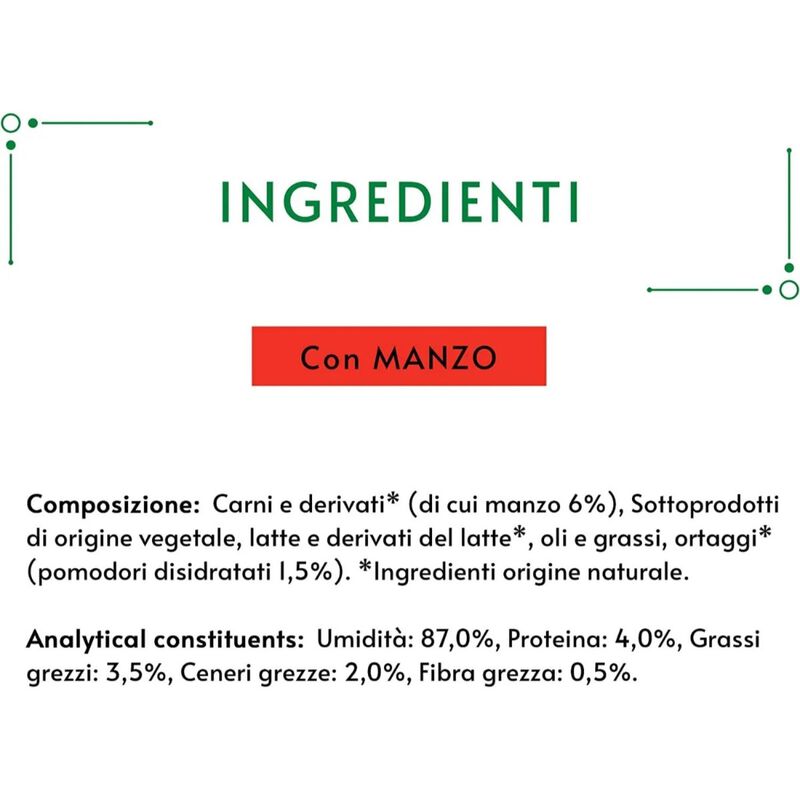 Gourmet Nature's Creations Snack per gatti Exquisite Puree Manzo e Pomodoro 5 x 10 gr
