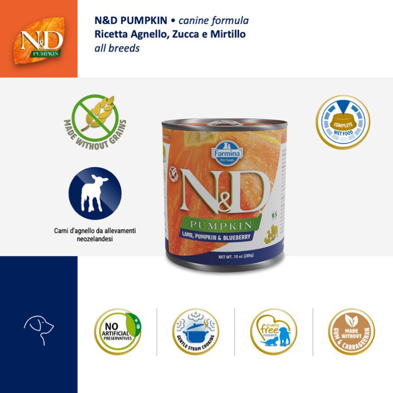 Farmina N&D Pumpinkin Dog Adult Zucca Agnello Mirtillo 285 gr