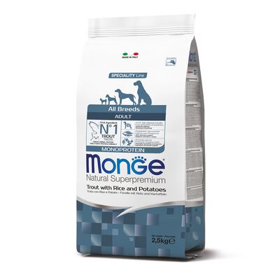 Monge Natural Superpremium Crocchette per cani adulti Trota, riso e patate 2,5 kg