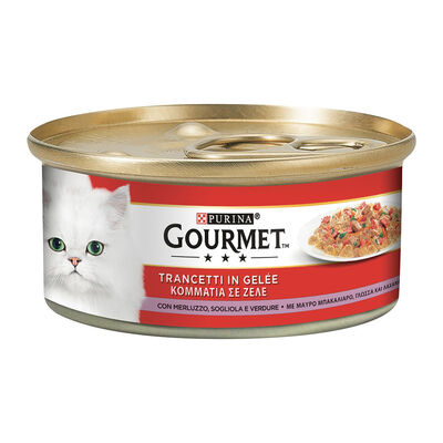 Gourmet Rosso Cat Adult Trancetti in Gelée  con Sogliola, Merluzzo e Verdure 195 gr