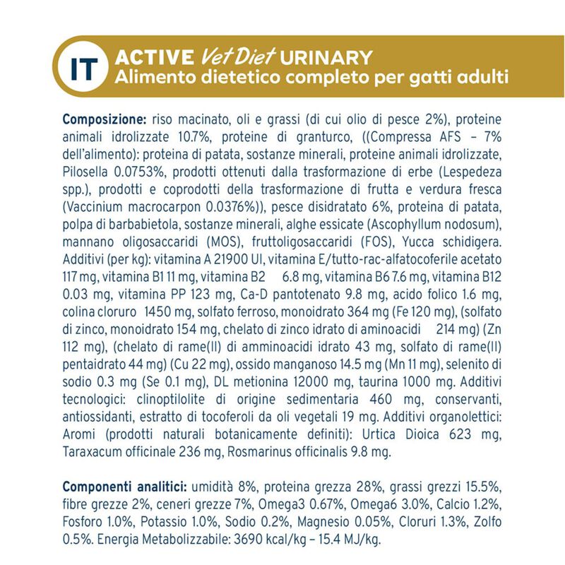 Forza 10 Active Vet Diet Urinary per gatti adulti al Pesce 1,5 kg