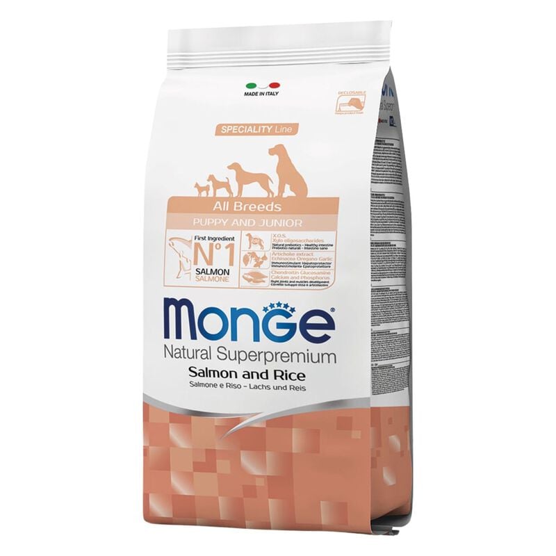 Monge Natural Superpremium Monoprotein per Cuccioli All Breeds con Salmone 12 kg