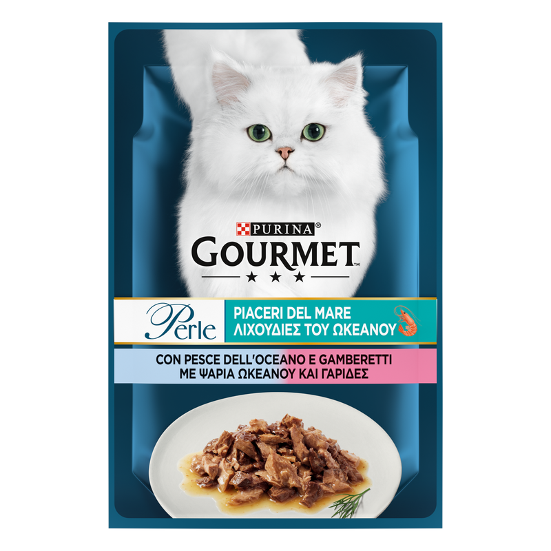Gourmet Perle Cat Adult Piaceri del mare con Pesce dell'Oceano e Gamberetti 85 gr