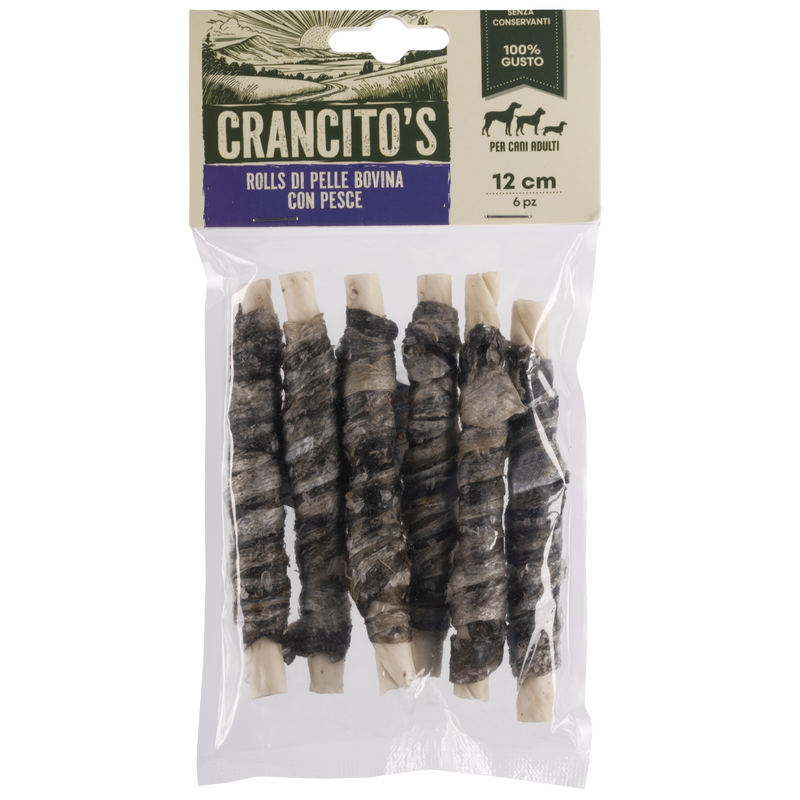Crancito's Rolls di pelle bovina con pesce 6pz 12cm
