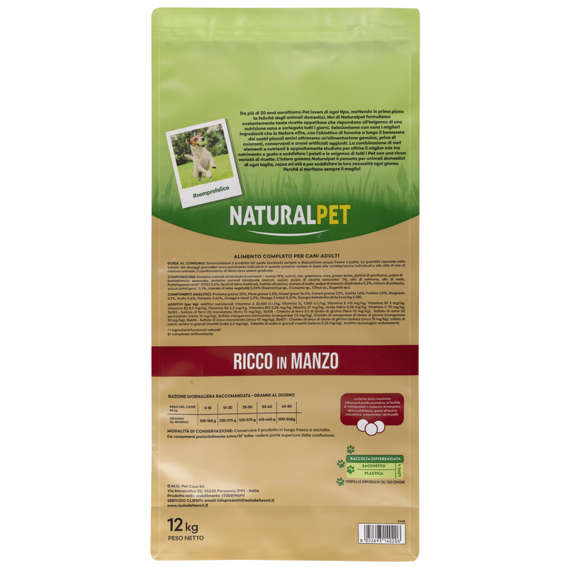 Naturalpet Premium Dog Adult All breeds ricco in Manzo 12 kg