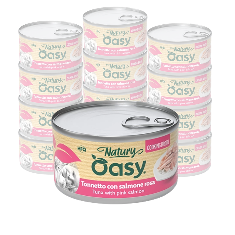 Oasy Natury Cat Adult Tonnetto con salmone rosa in brodo 85gr