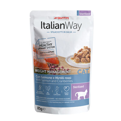 Italianway Cat Adult Sterilised Weight Management Salmone e mirtilli rossi 85 gr