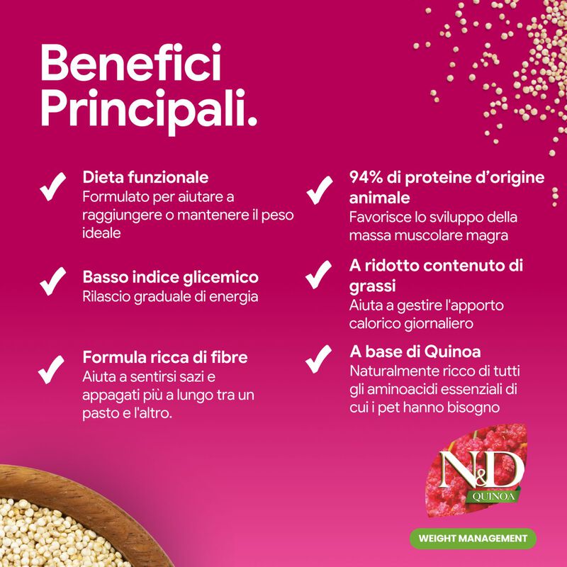 N&D Farmina Quinoa Weight Management Cat con Agnello 1,5 kg