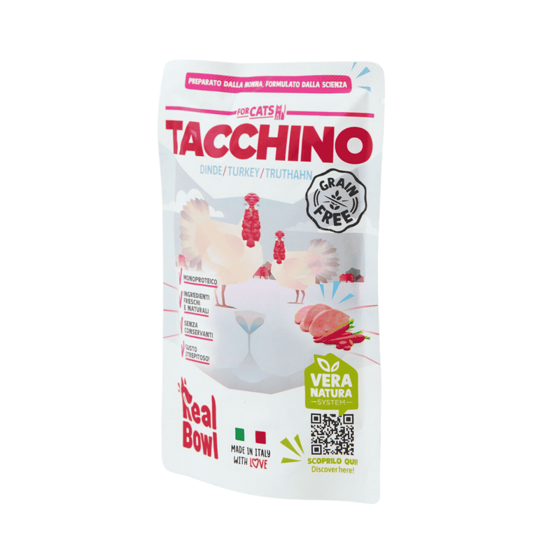Real Bowl Rag&ugrave; per gatti adulti con Tacchino 80 gr