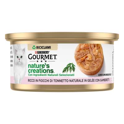 Gourmet Nature's Creations Fiocchi di Tonnetto in Gelèe con Gamberetti 70gr